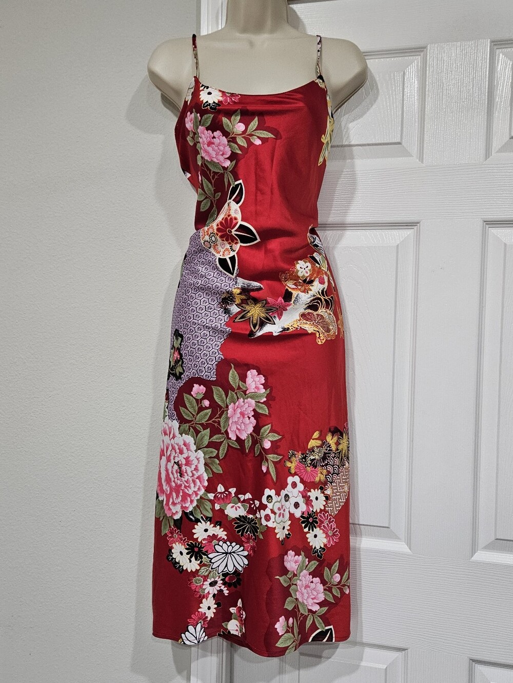 Red Floral Slip Dress
